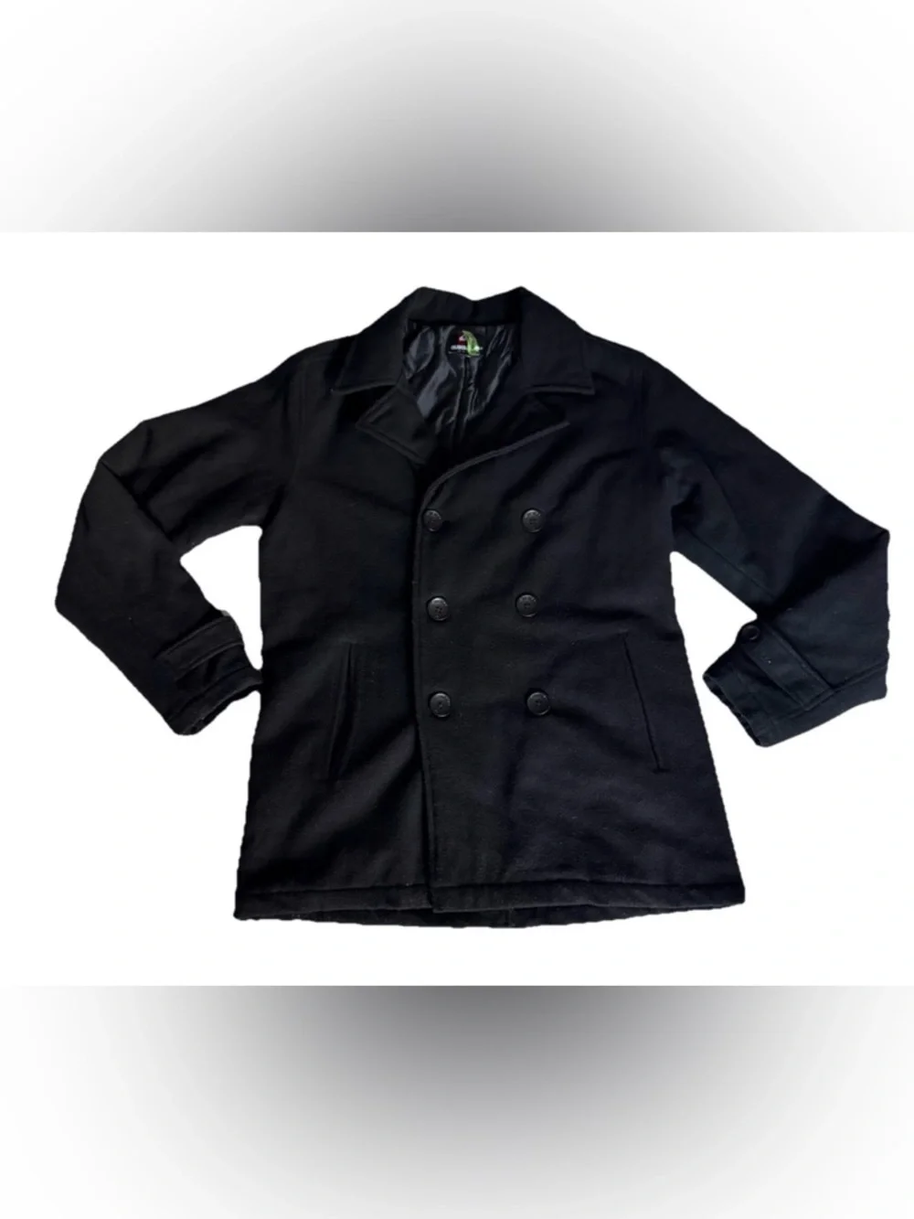 Quiksilver Men's Black Double-Breasted Wool Peacoat - Picture 1 of 5